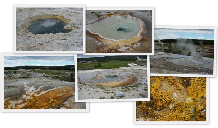 mosaiques de photos de geyser de l'Upper Geyser Bassin - Yellowstone