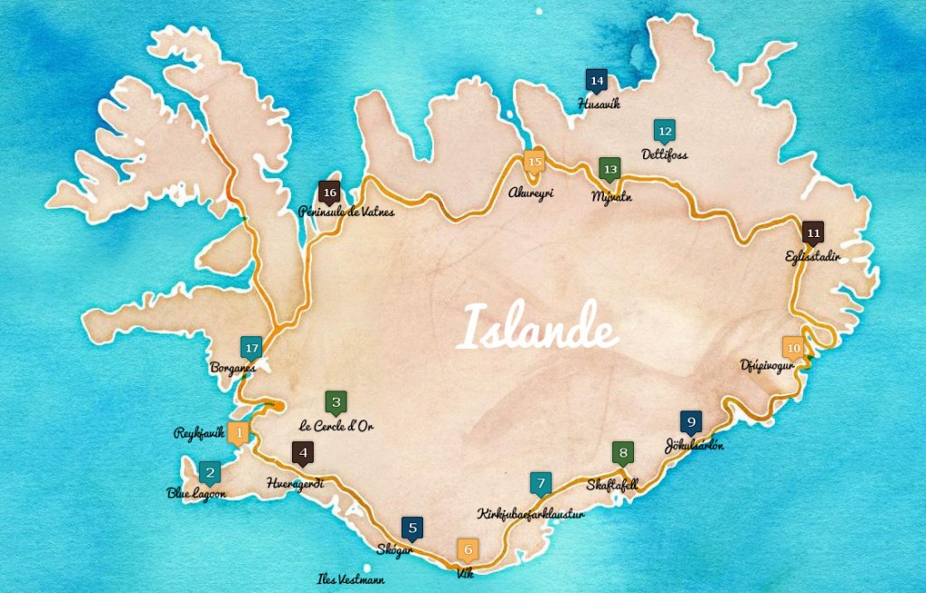 carte islande itineraire