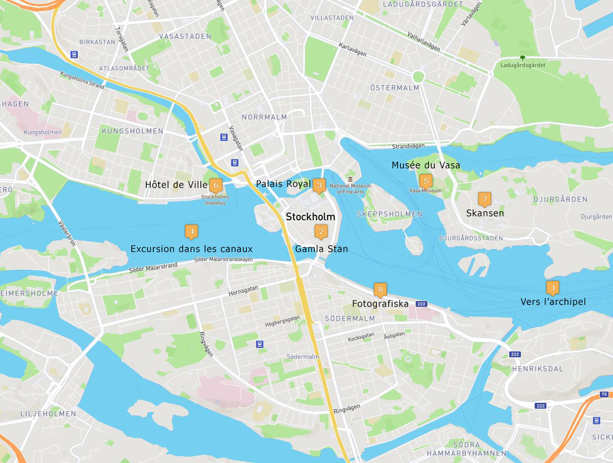 Carte des incontournables de Stockholm