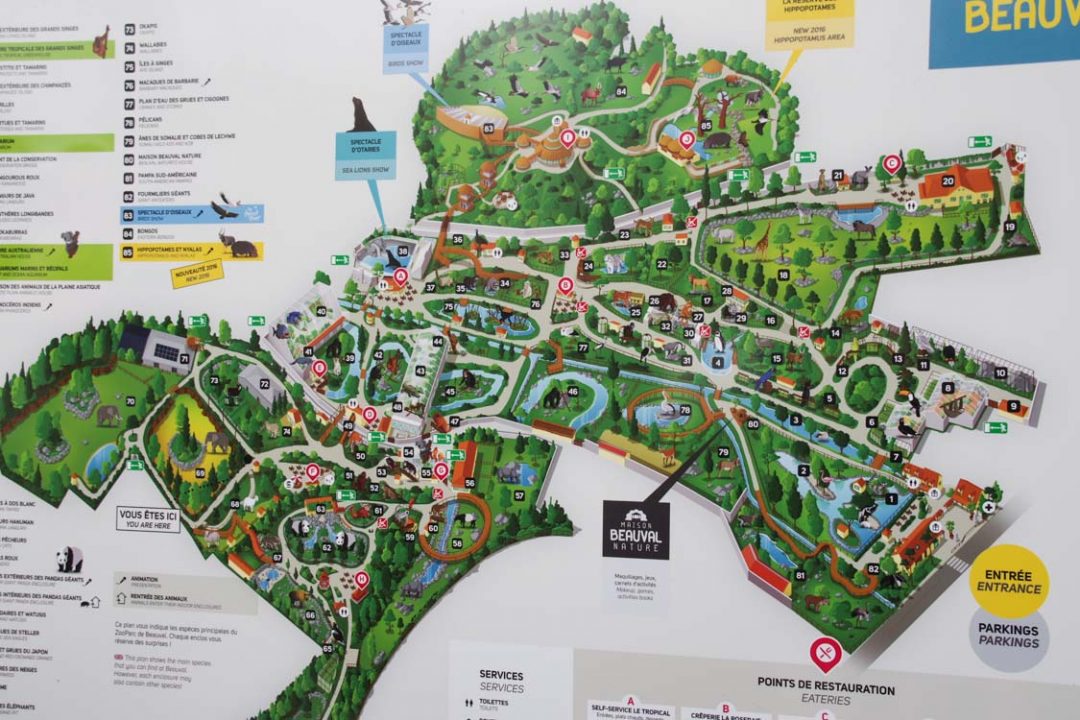 plan du zoo de Beauval