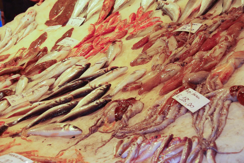 Un étal au marché aux poissons de Catane