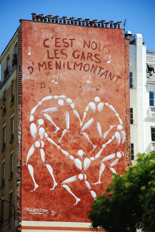 fresque street art des gars de menilmontant par Jérome Ménager