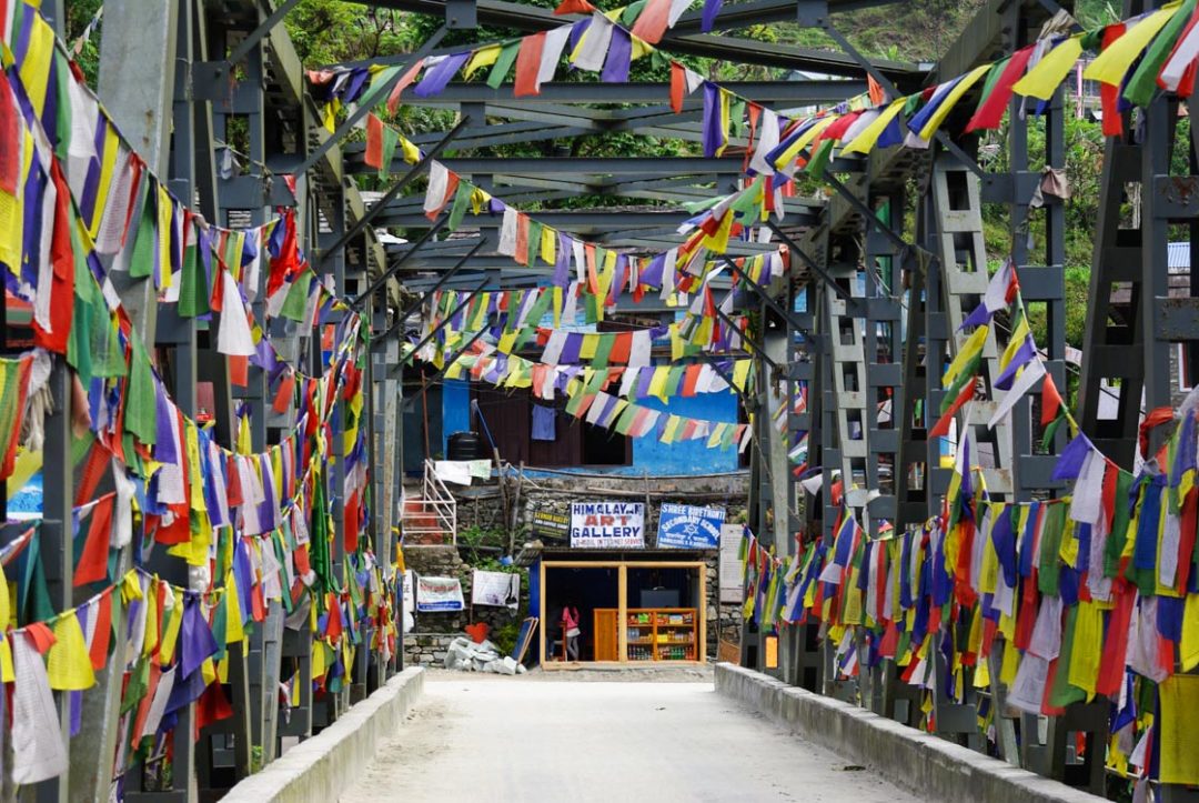 le pont de Birethanti : limite de la zone de conservation des Annapurnas