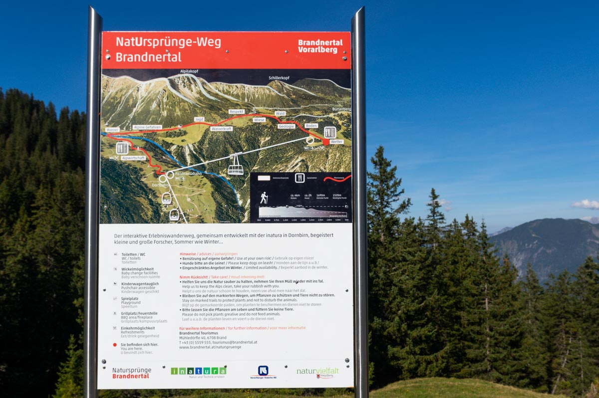 plan du Natursprunge - weg sur les hauteurs de Brand