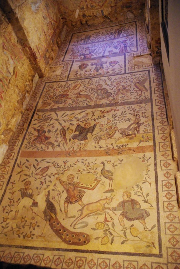 Mosaique dans la Villa Romana del Casale en Sicile