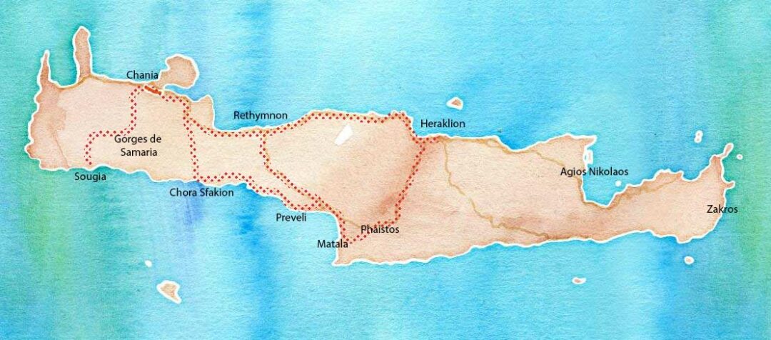 itinéraire de notre road-trip en Crète