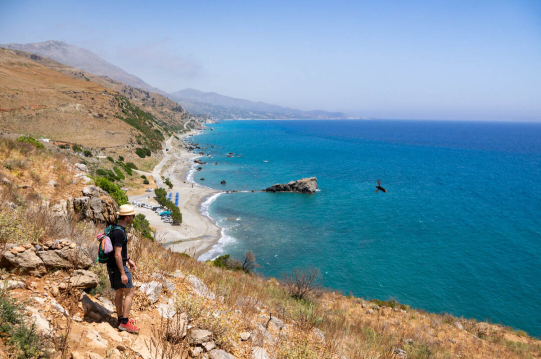 Panorama sur la cote du sud de la Crète près de Preveli