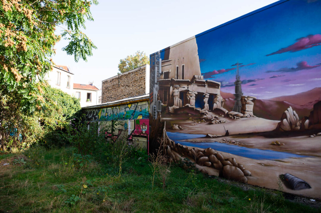 fresque street art du terrain d'Aventure à Montreuil