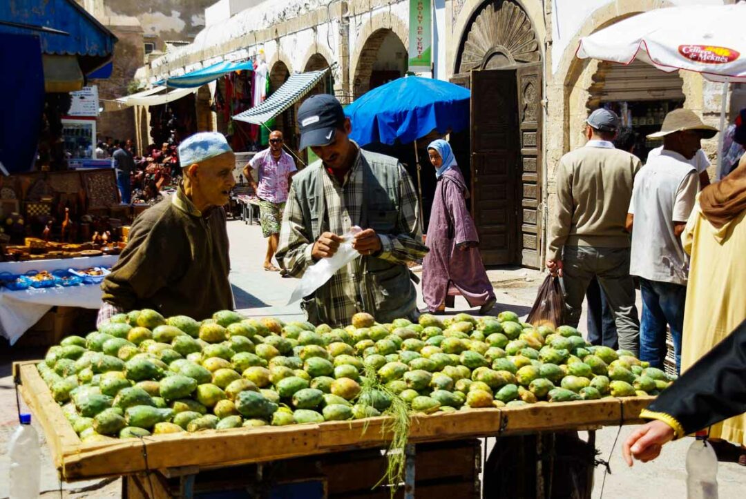 vendeurs de figues de barbarie - souk d'Essaouira