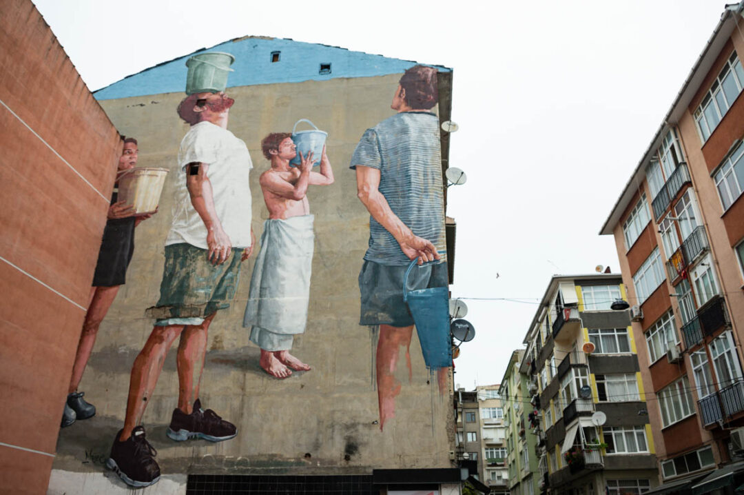 Fresque street art dans le quartier de Kadikoy à Istanbul