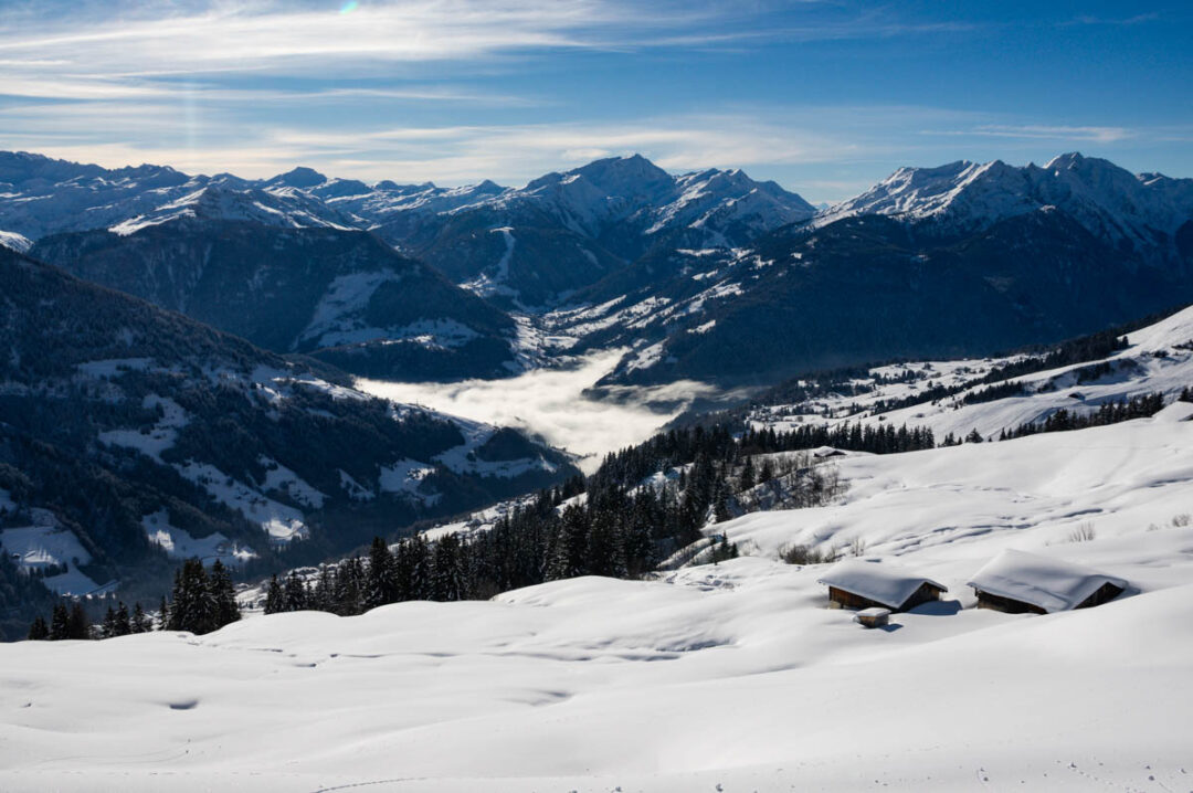 Panorama sur Areches Beaufort en hiver