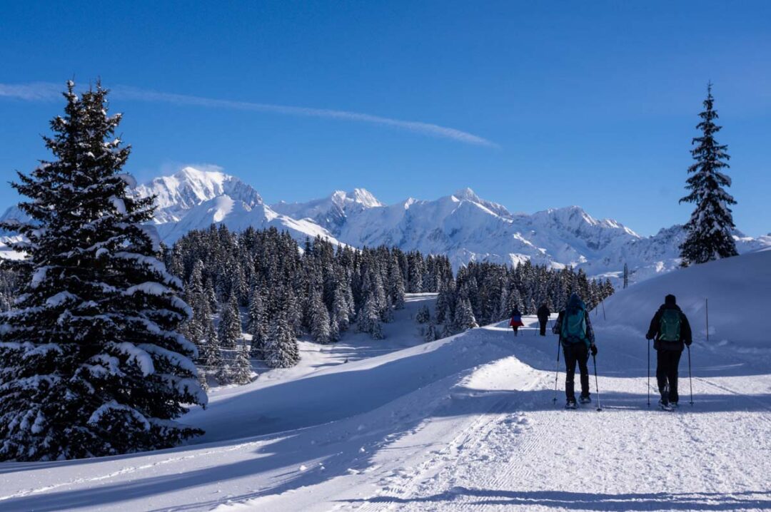 le chemin panoramique des Cretes, une randonnée raquette facile à faire aux Saisies