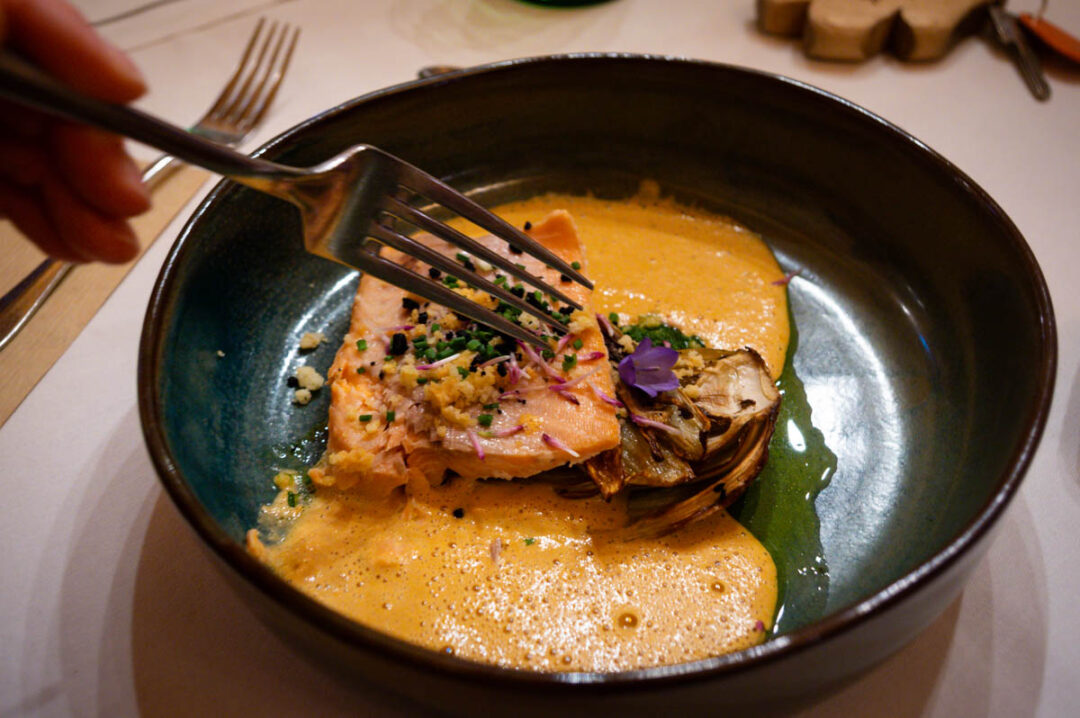 plat principal - restaurant de l'hotel du Collet dans les Hautes Vosges