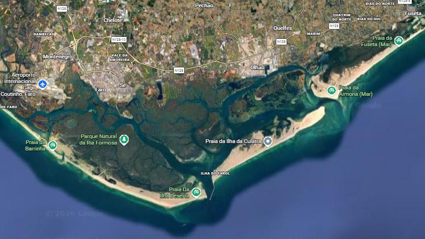 photo satellite de la Ria Formosa