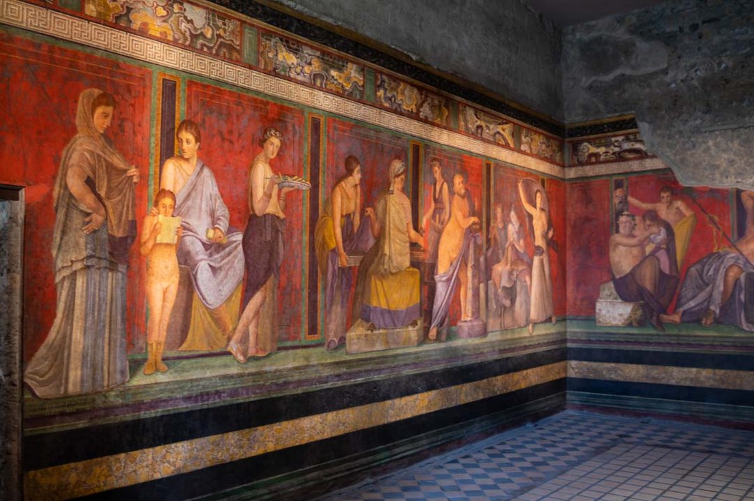 la fresque des Mystères dionysiaques dans la Villa des Mystères